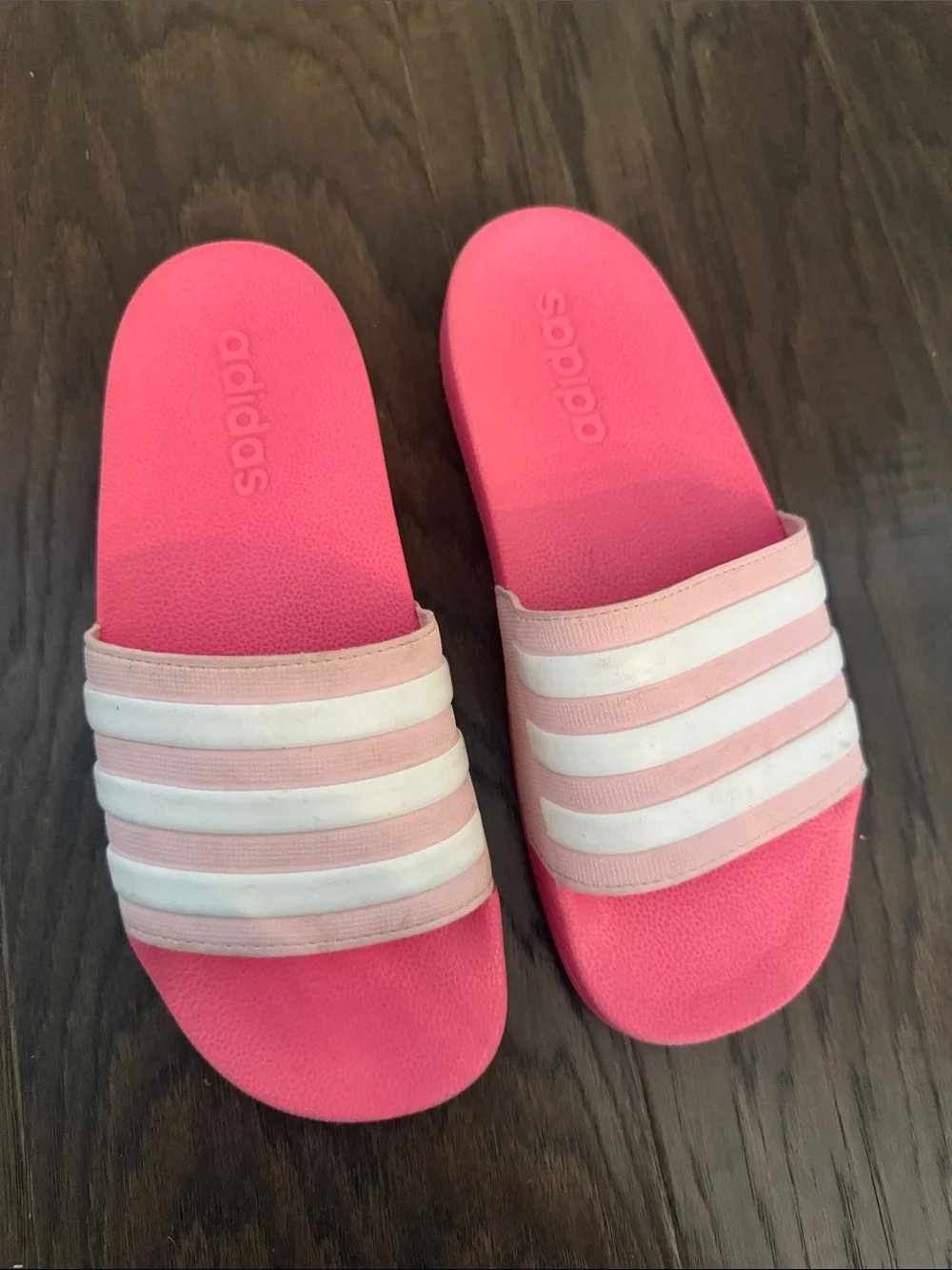 adidas Pink and White Kids Slide Sandals